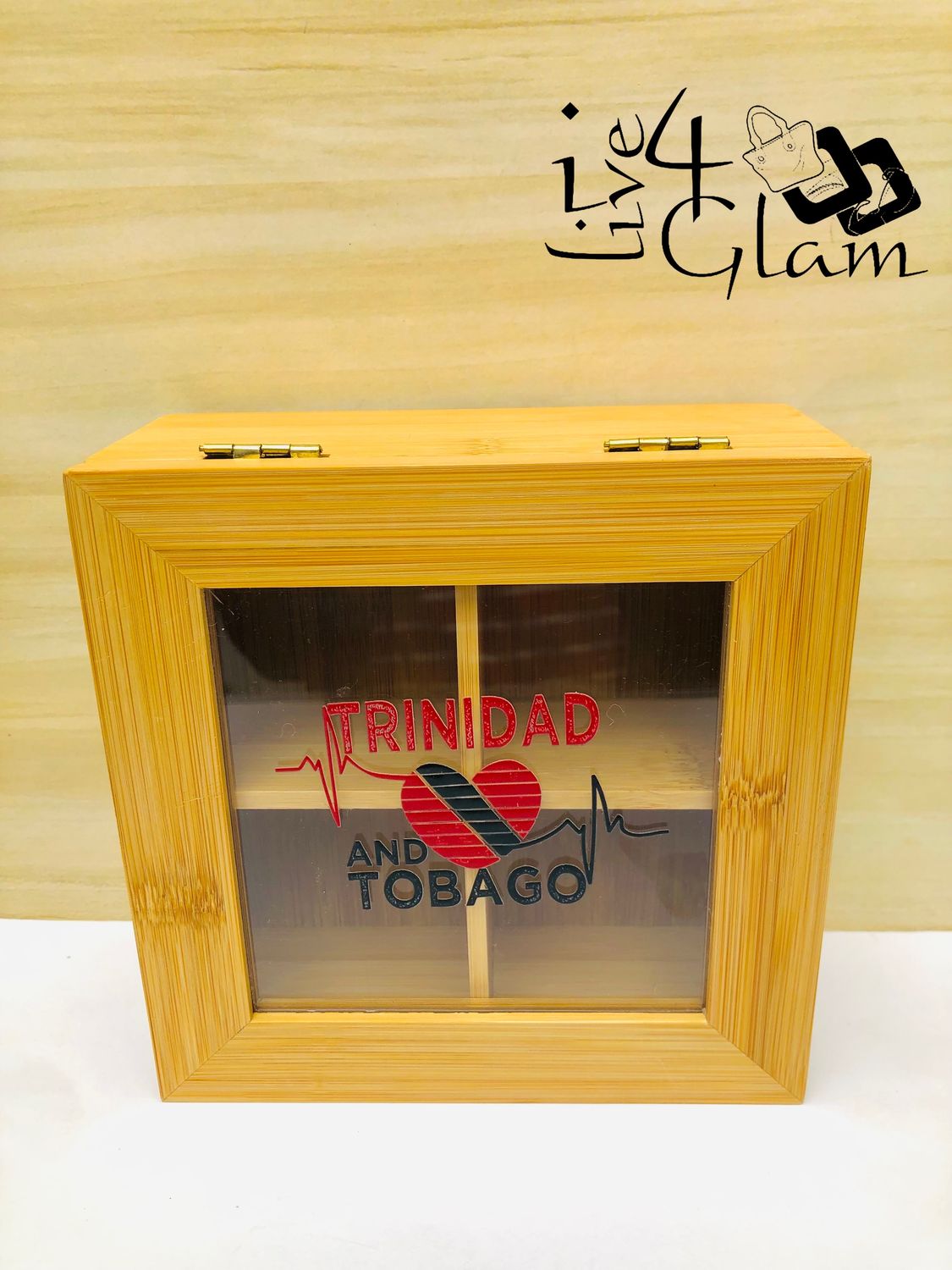 Trinidad and Tobago Four Compartment Wooden Tea Box