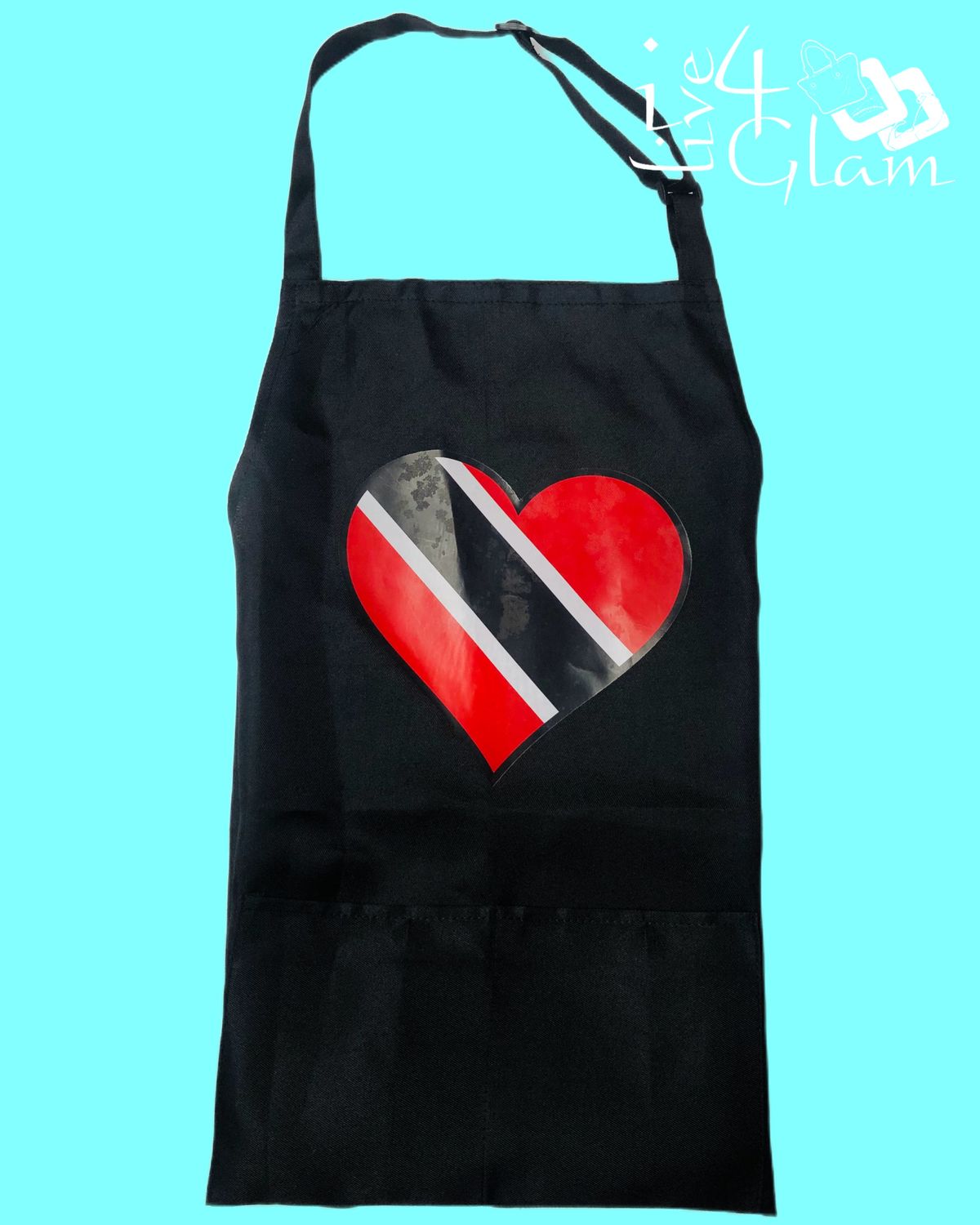 Black Waterproof Two Pocket Apron Trinidad and Tobago Flag w Heart