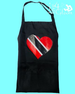 Black Waterproof Two Pocket Apron Trinidad and Tobago Flag w Heart