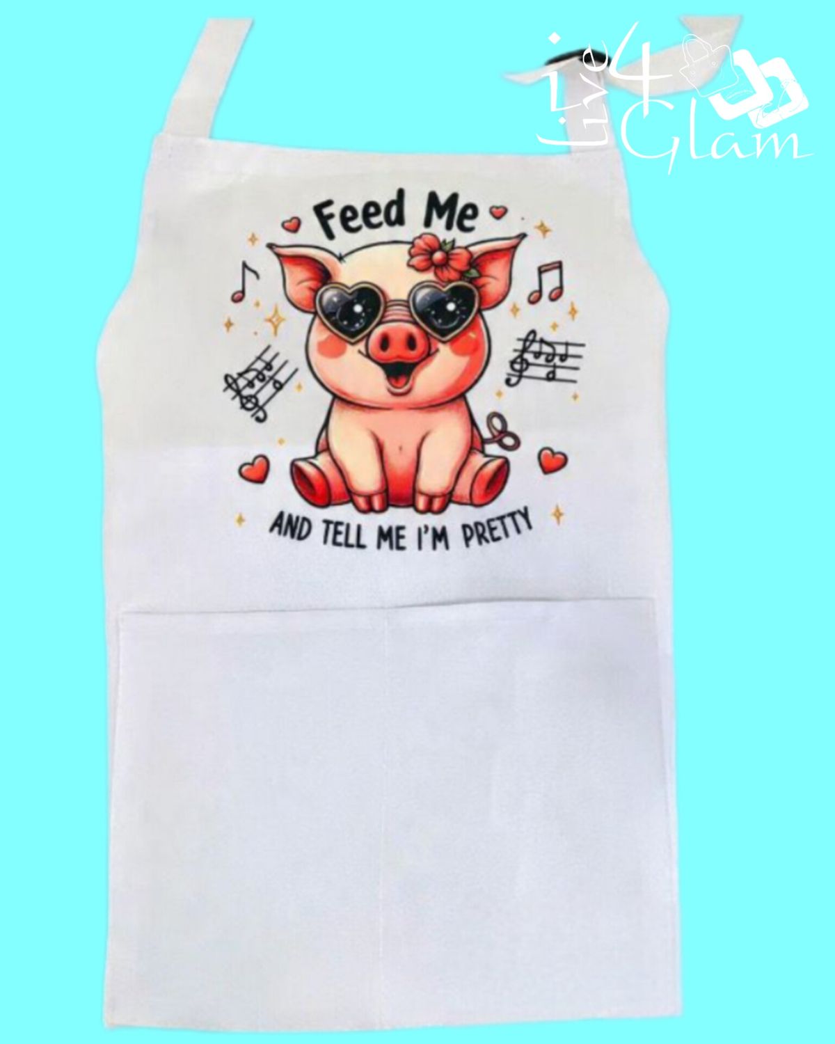 Kid's White Two Pocket Apron Feed Me