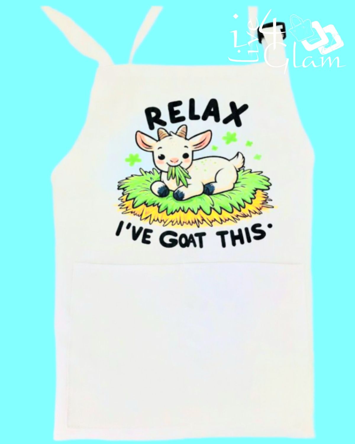Kid's White Two Pocket Apron Relax I've Goat This