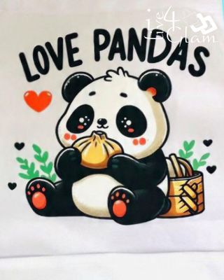 Kid's White Two Pocket Apron Love Pandas