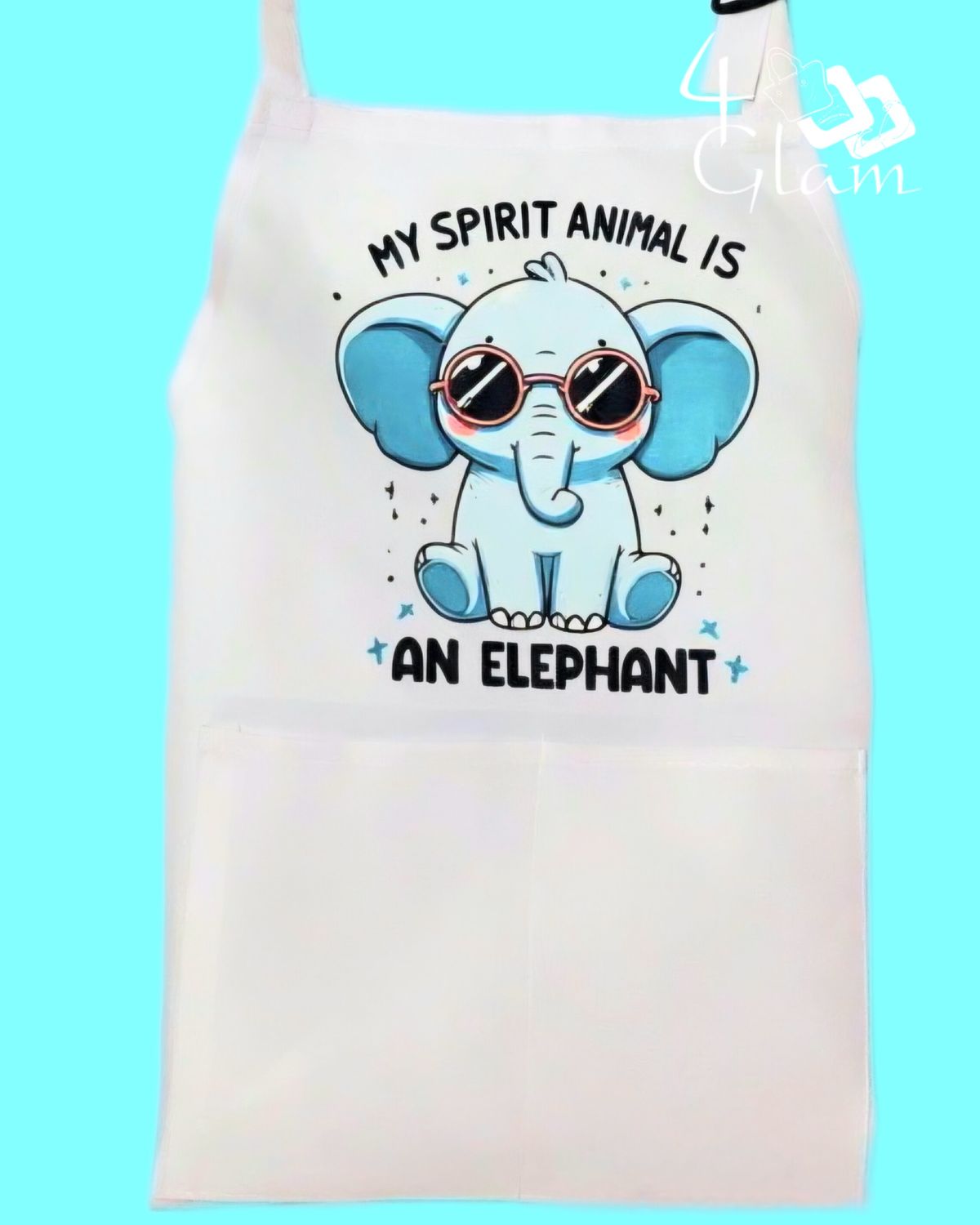 Kid's White Two Pocket Apron My Spirit Animal Is An Elephant