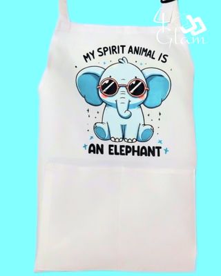 Kid's White Two Pocket Apron My Spirit Animal Is An Elephant