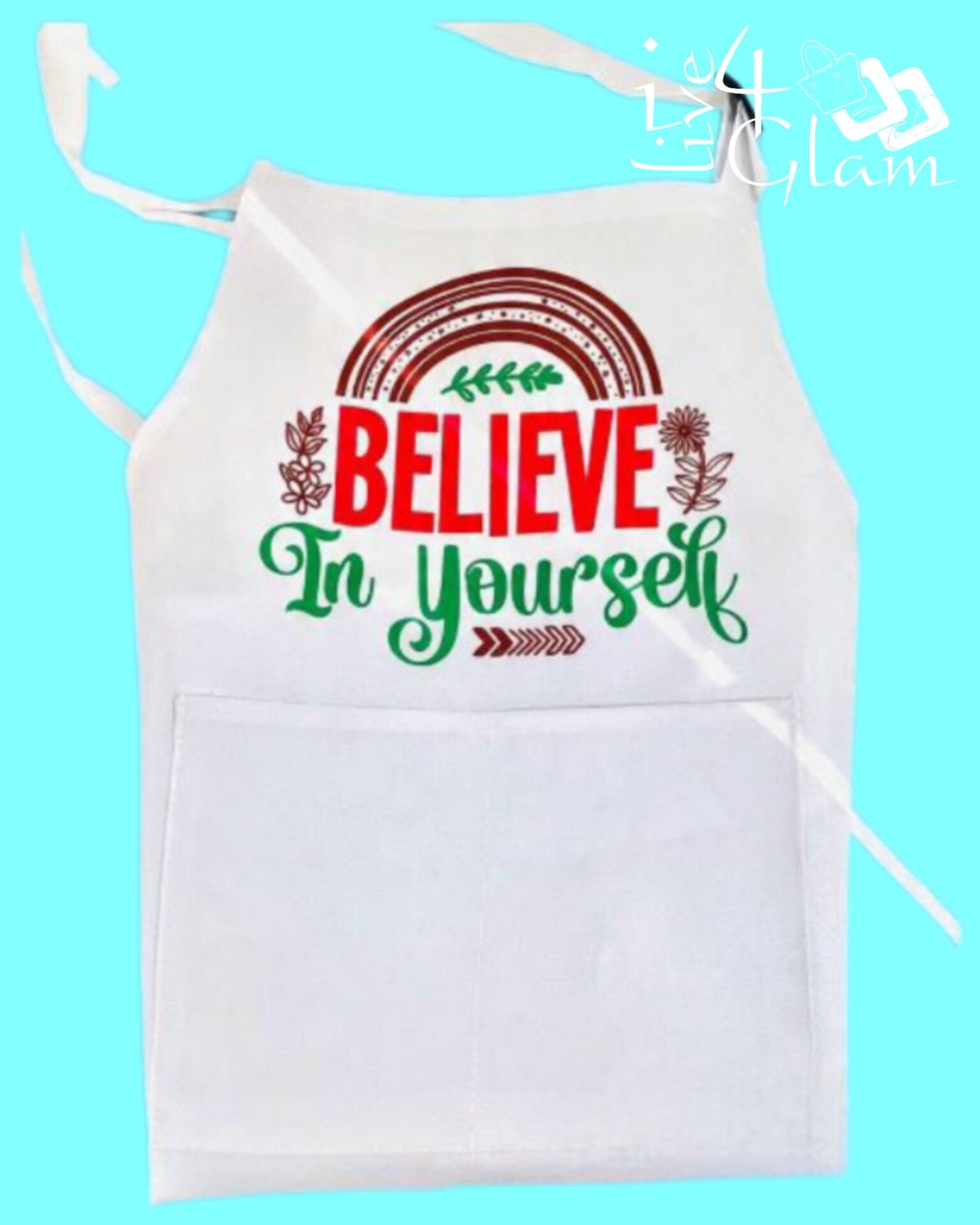 Kid's White Two Pocket Apron Believe in Yourself