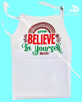 Kid's White Two Pocket Apron Believe in Yourself