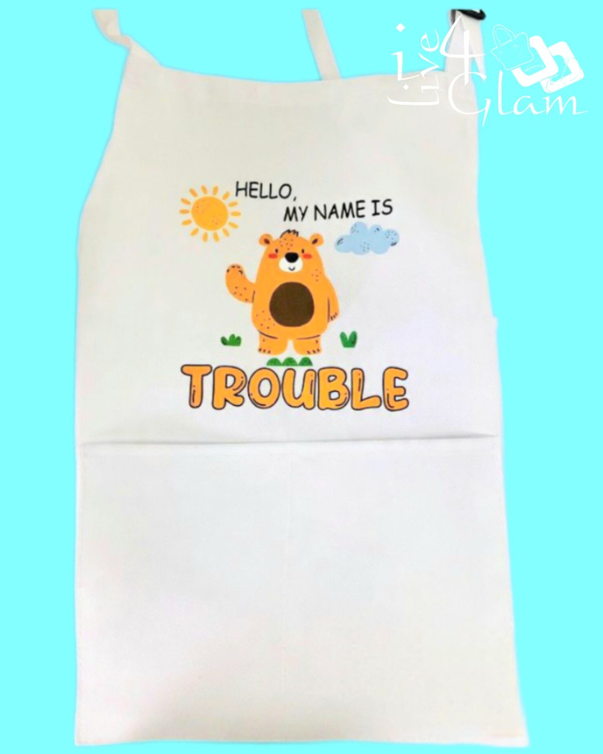 Kid's White Two Pocket Apron Hello, My Name Is