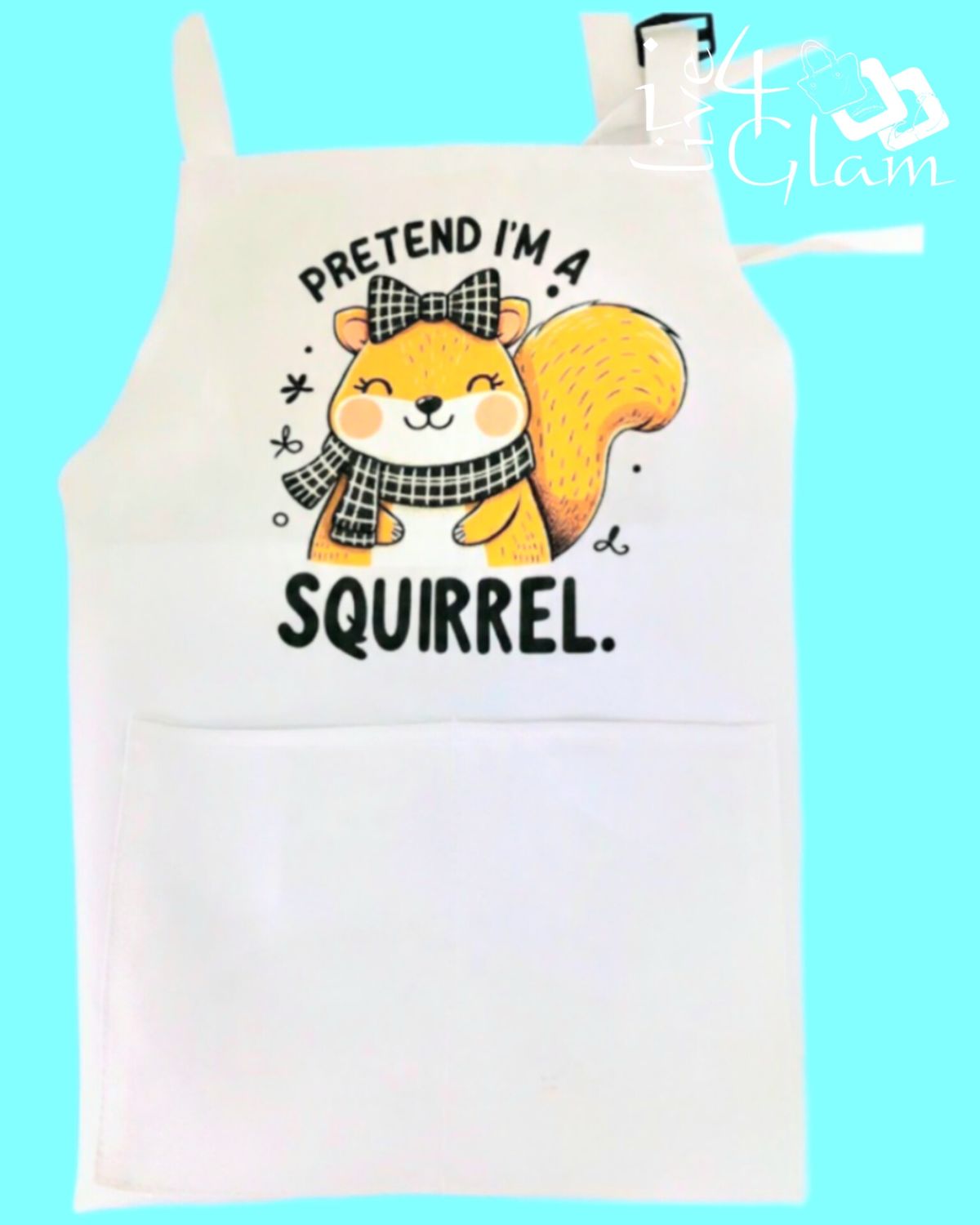 Kid's White Two Pocket Apron Pretend I'm A Squirrel