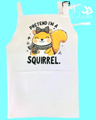 Kid's White Two Pocket Apron Pretend I'm A Squirrel