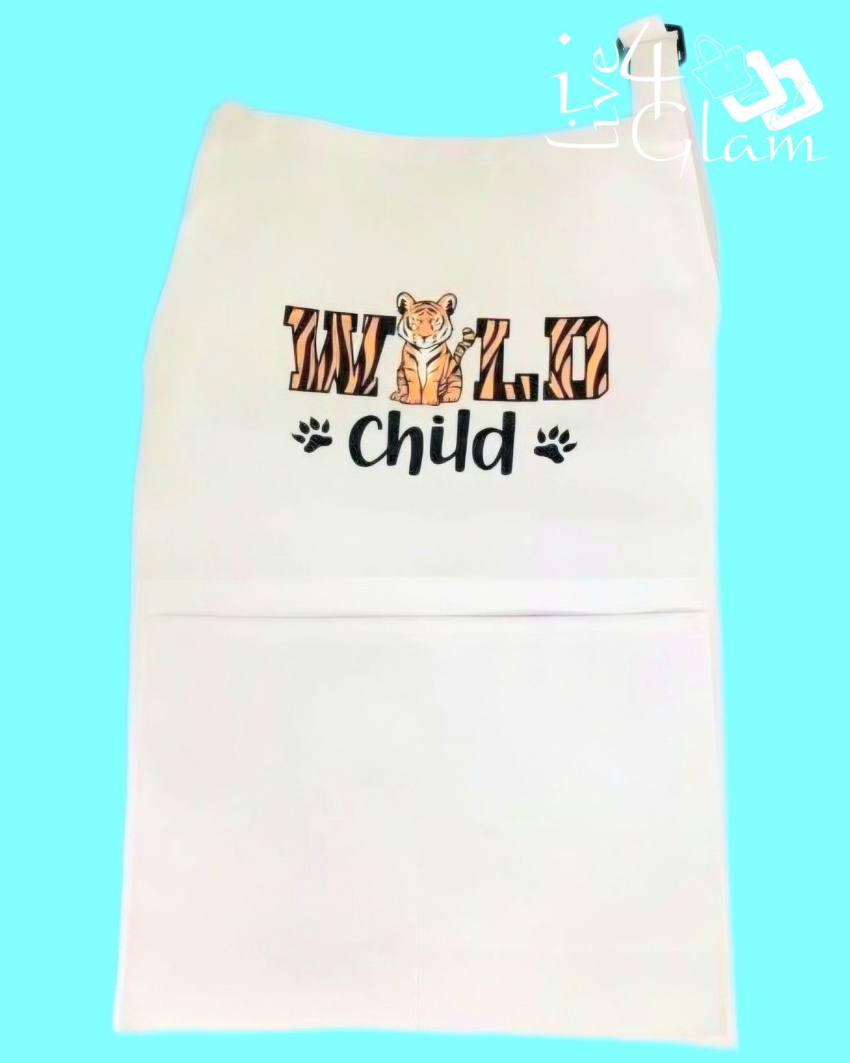 Kid's White Two Pocket Apron Wild Child