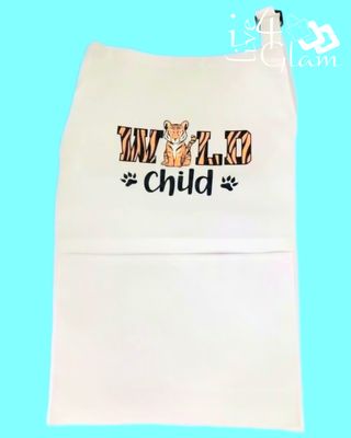 Kid's White Two Pocket Apron Wild Child