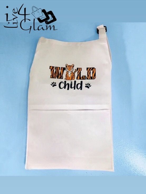 Kid's White Two Pocket Apron Wild Child