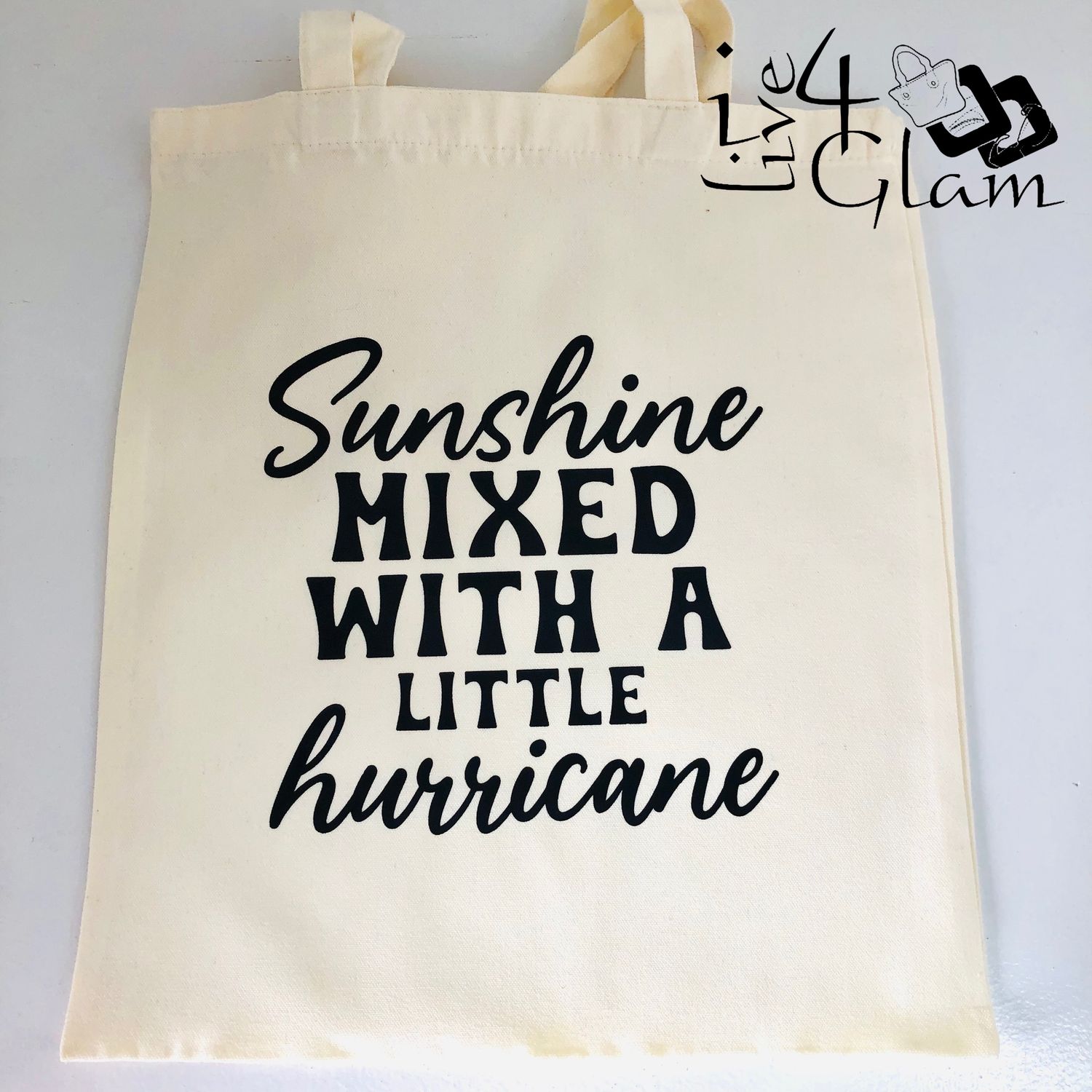White Canvas Tote Bag Sunshine Mixed with a Little Hurricane