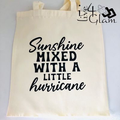 White Canvas Tote Bag Sunshine Mixed with a Little Hurricane