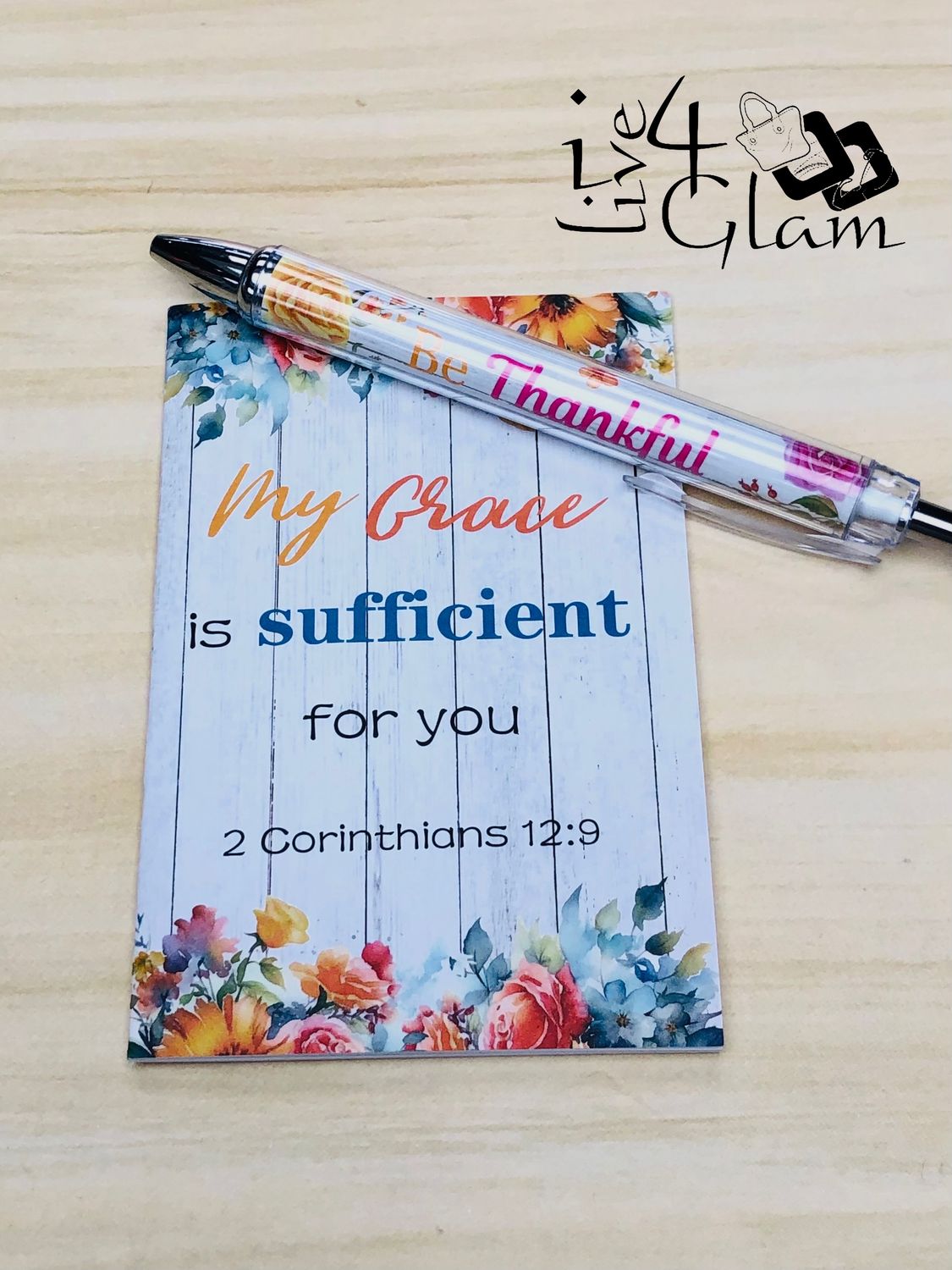 Inspirational Bible Notebook &amp; Pen Set Style 2, Style: 2 Corinthians 12:9