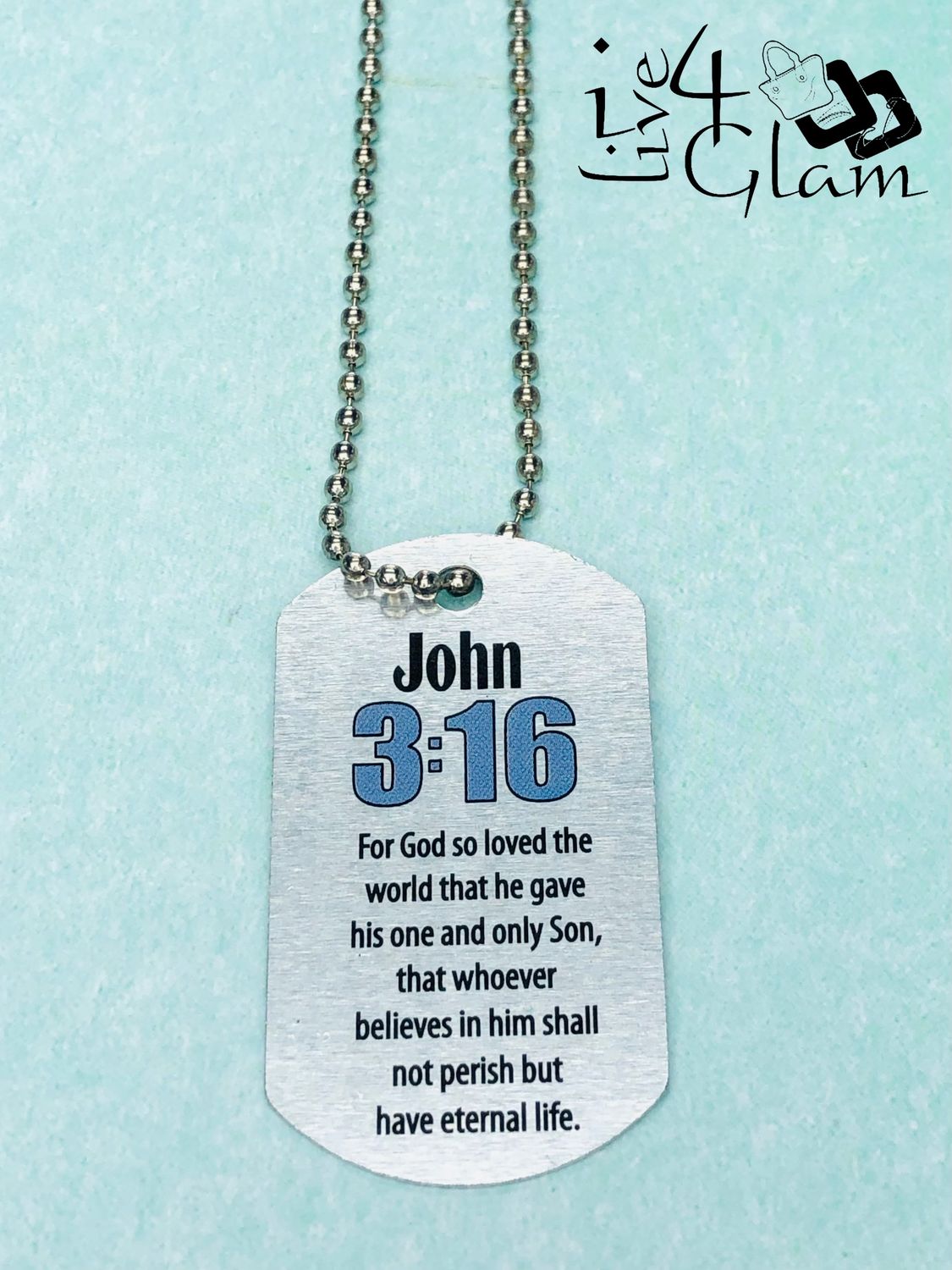 Fashion Dog Tag Pendant and Chain John 3:16