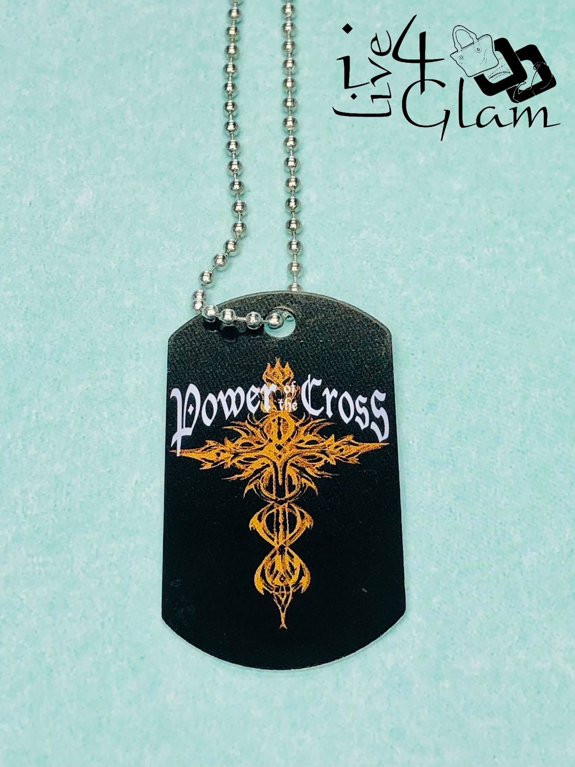 Fashion Dog Tag Pendant and Chain Power of the Cross