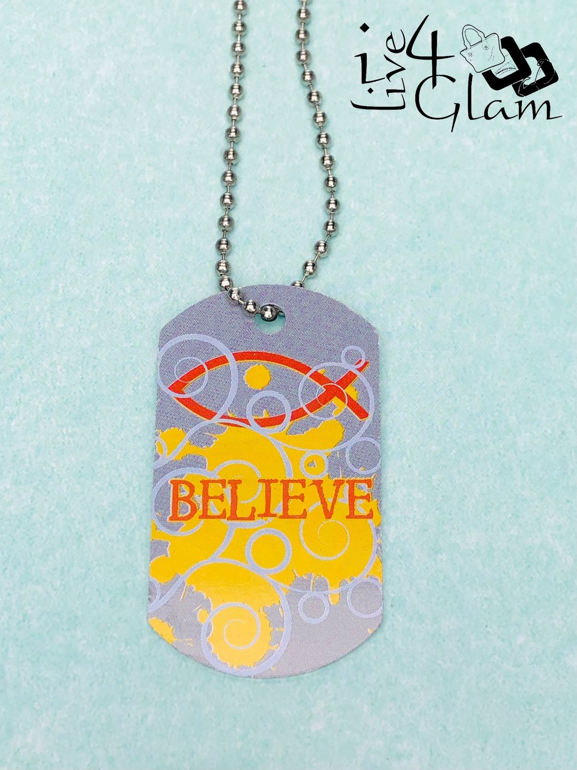 Fashion Dog Tag Pendant and Chain Believe