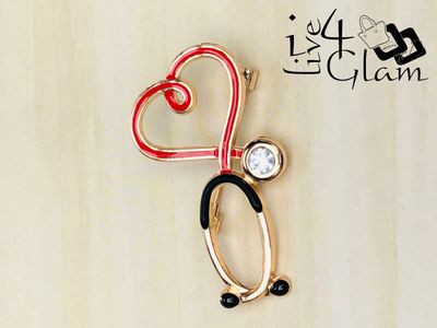 Medical Enamel Pin Stethoscope Heart
