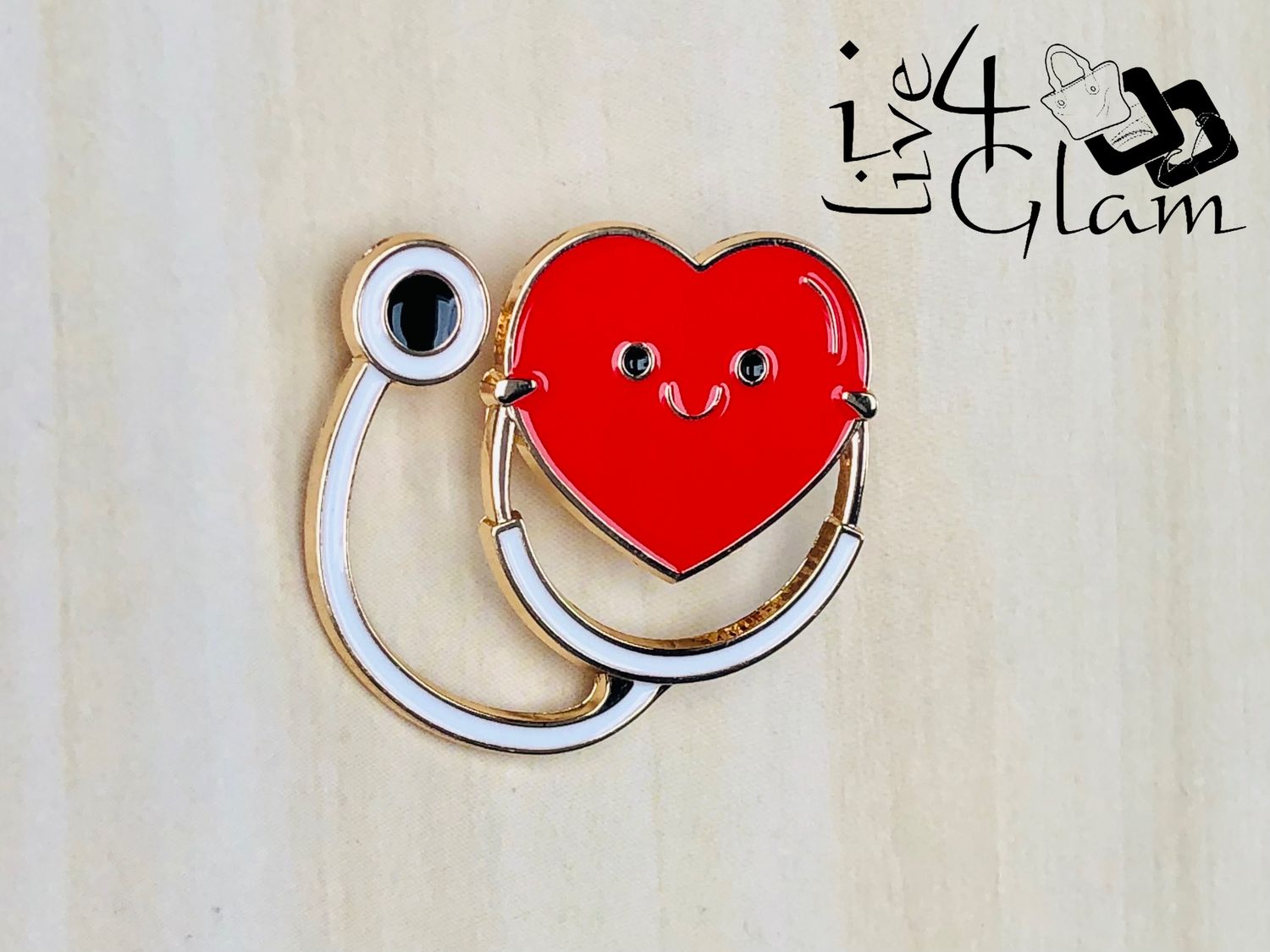 Medical Enamel Pin Stethoscope Smiling Heart