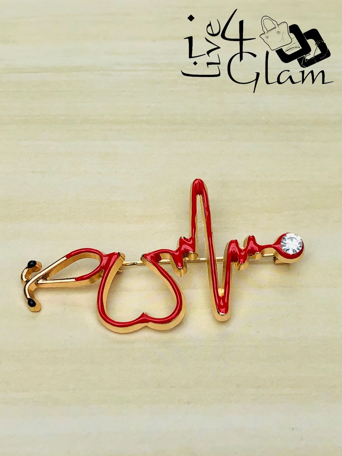 Medical Enamel Pin Stethoscope Heartbeat