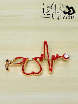 Medical Enamel Pin Stethoscope Heartbeat