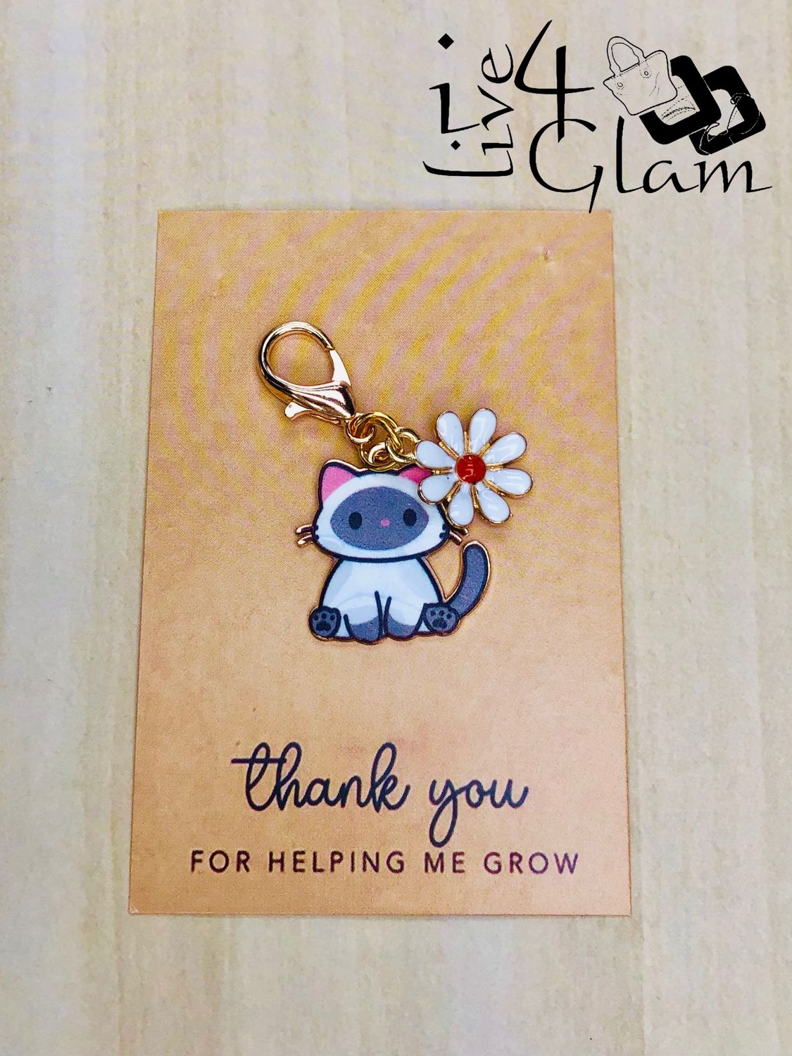 Cat Charm Keychain with Thank You Card Style 5