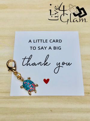 Turtle Charm Keychain with Thank You Card