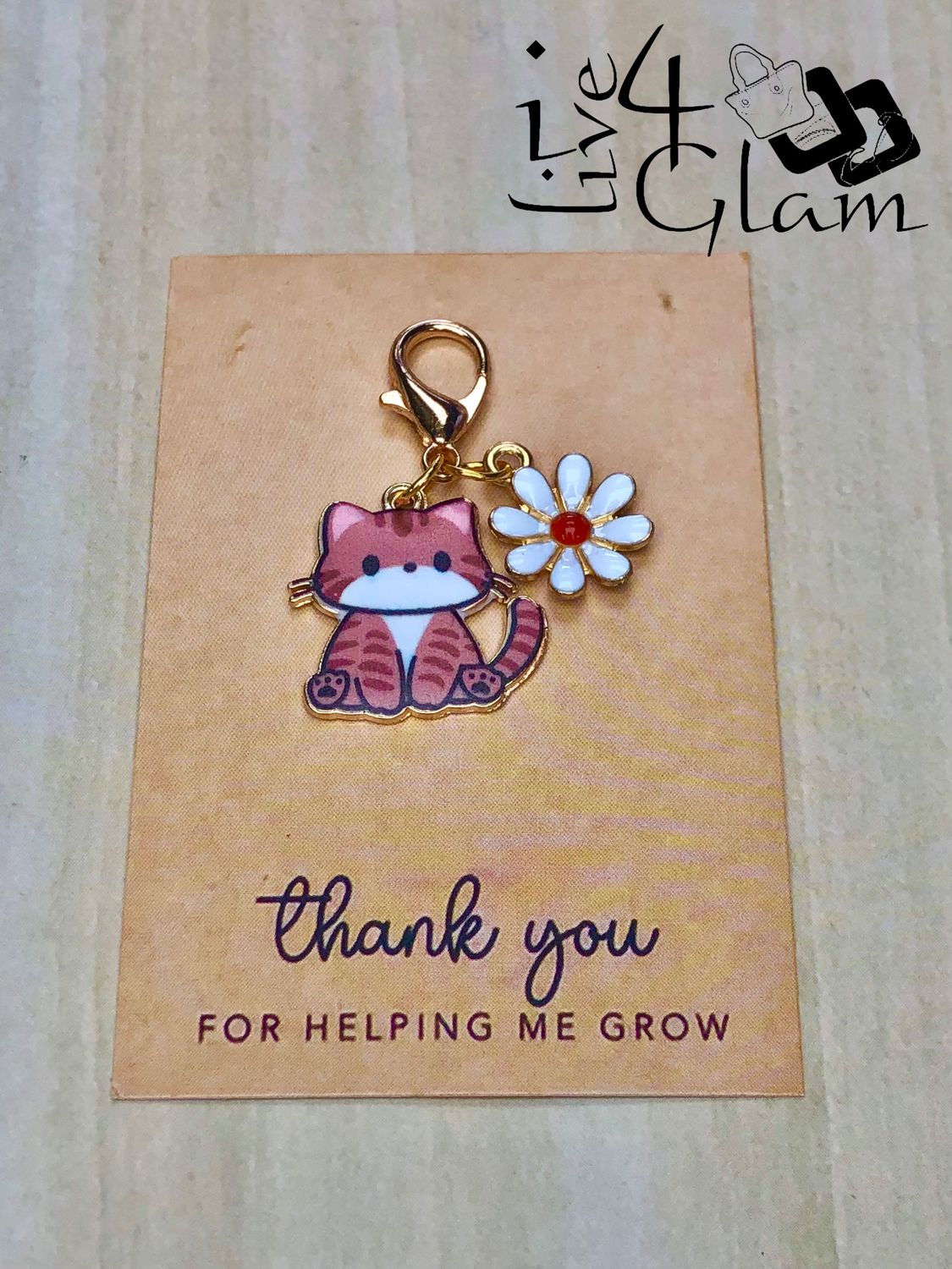 Cat Charm Keychain with Thank You Card Style 4
