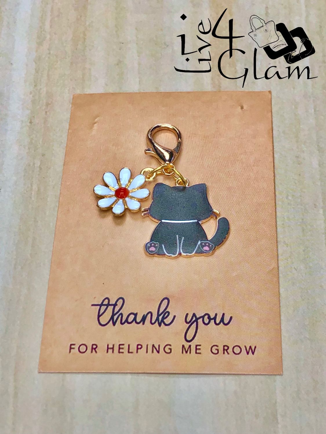 Cat Charm Keychain with Thank You Card Style 6