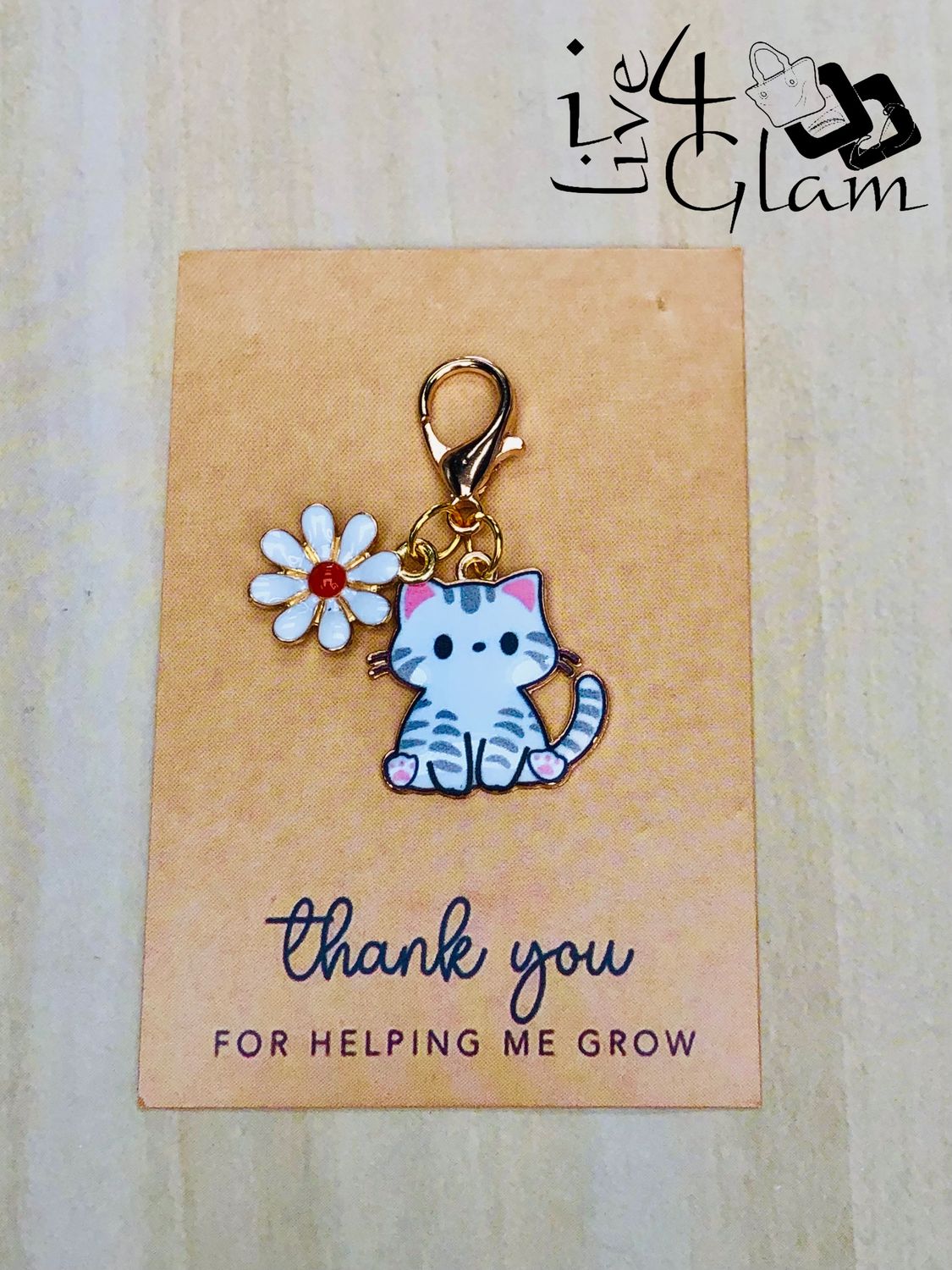 Cat Charm Keychain with Thank You Card Style 3