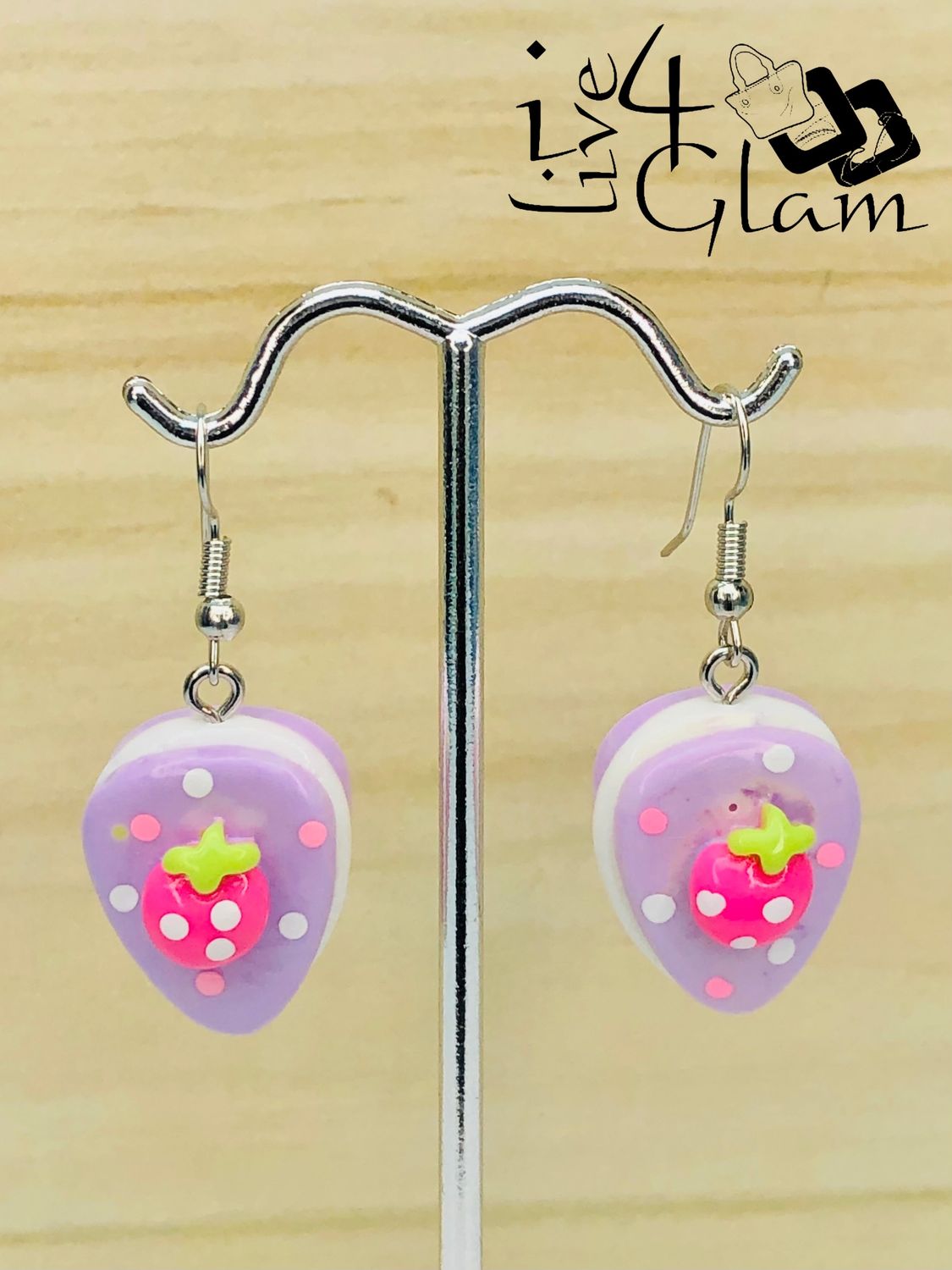 Fashion Hanging Earring Purple Strawberry Macaroon