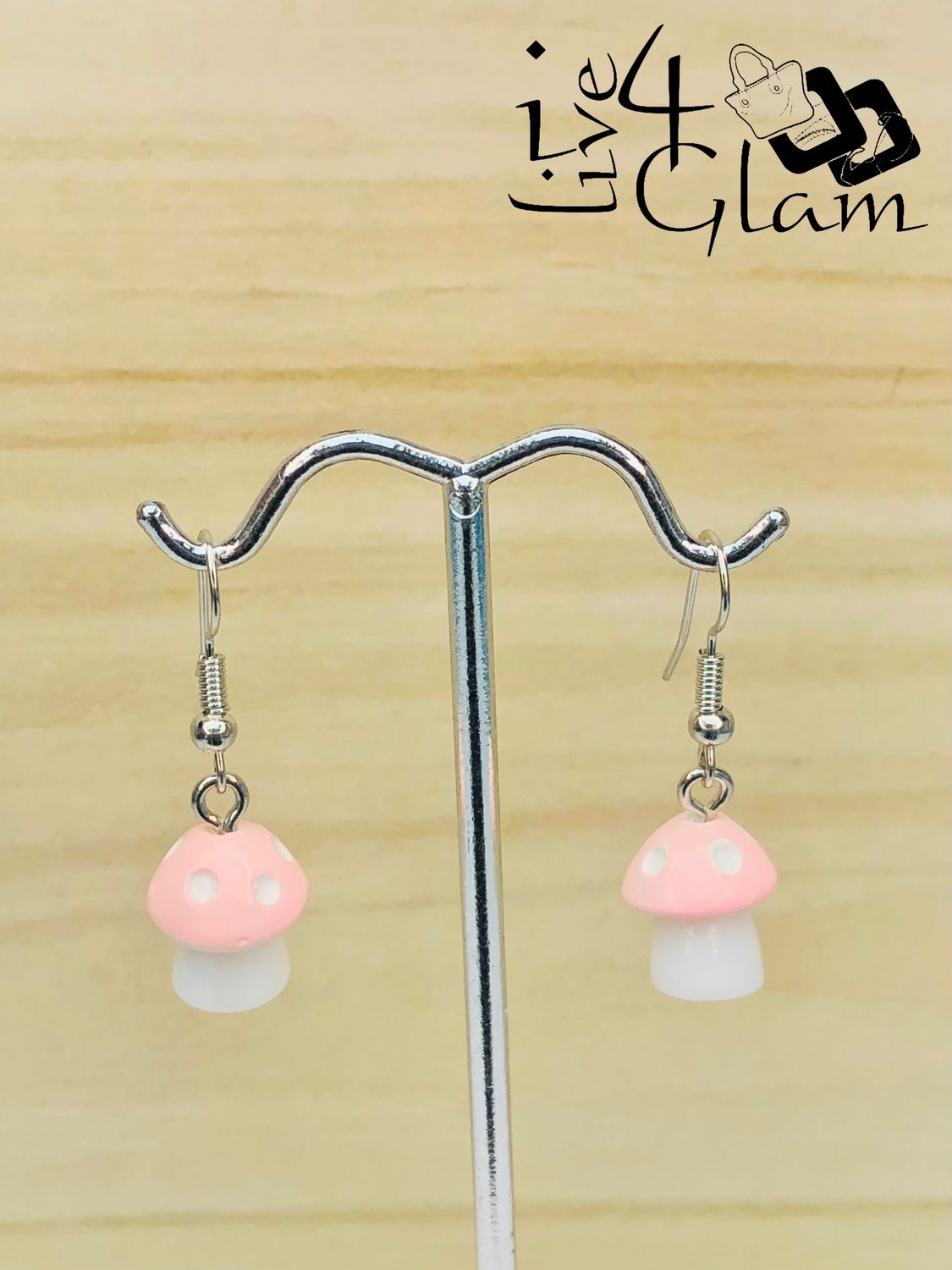 Fashion Hanging Earring Pink Mushroom