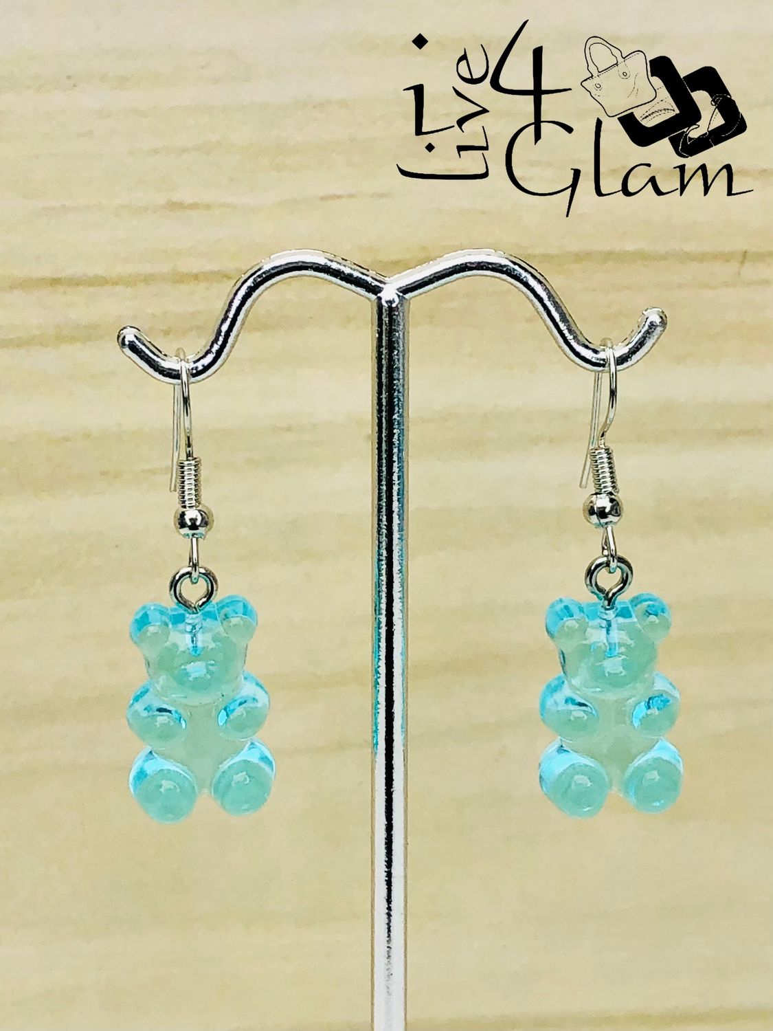 Fashion Hanging Earring Blue Gummy Bear