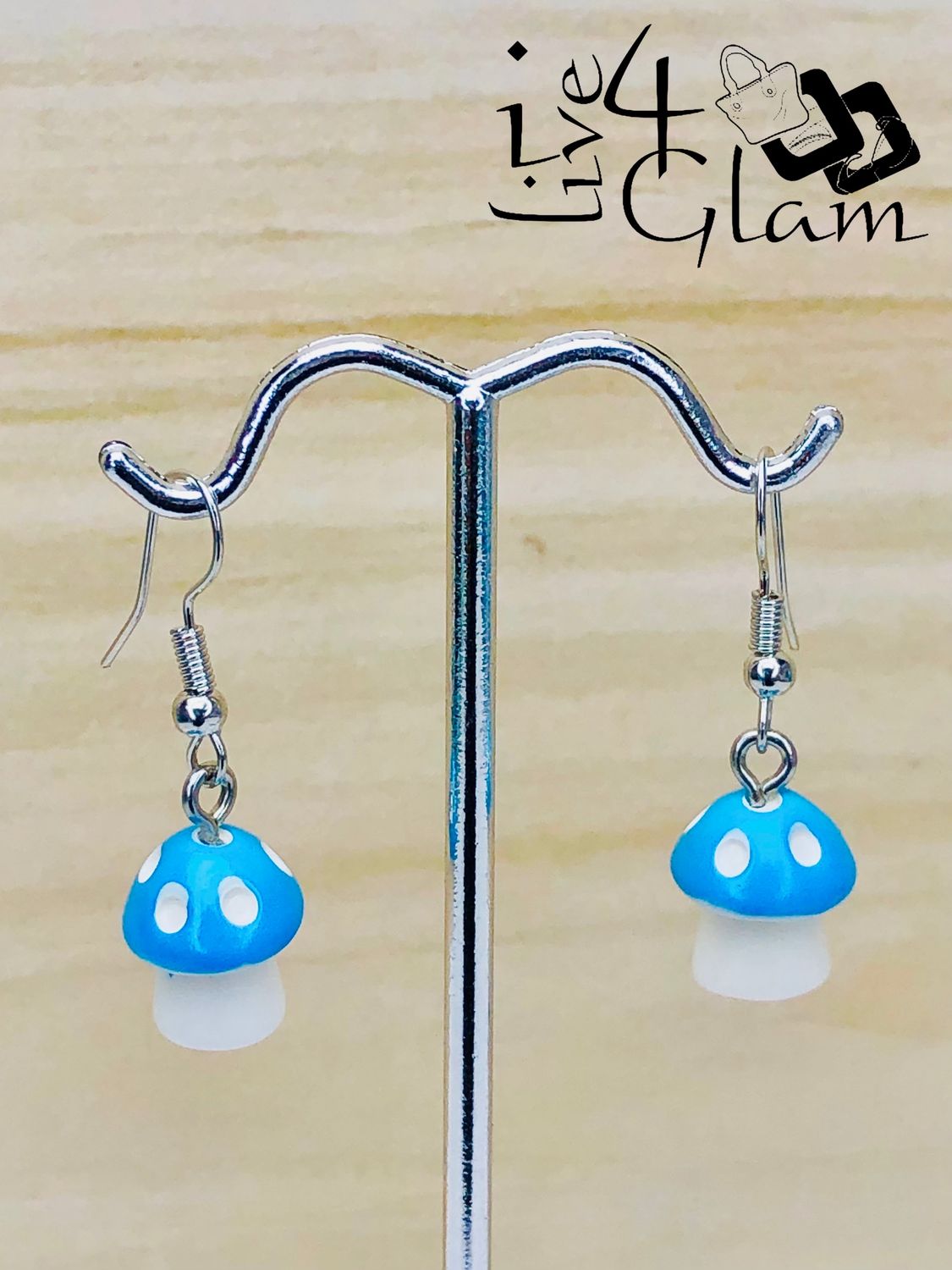 Fashion Hanging Earring Blue Mushroom