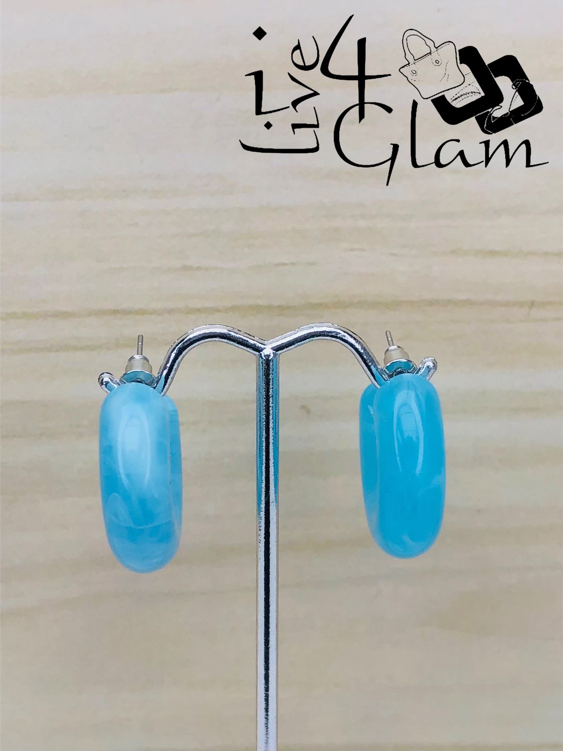 Fashion Hanging Earring Blue Chunky Acrylic Hoop