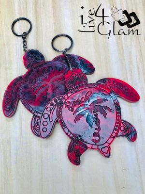Hand Made Resin Red Turtle Keychain