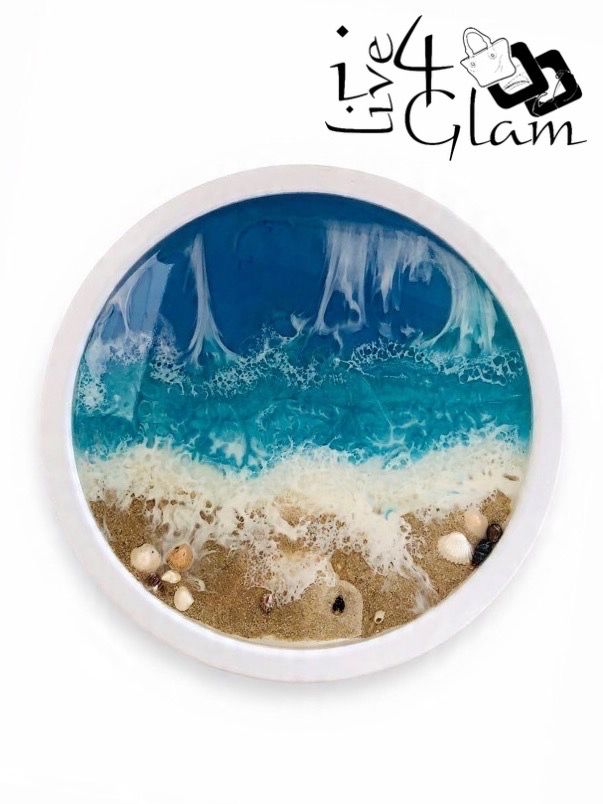 Hand Made Resin Shoreline Tray with Stand