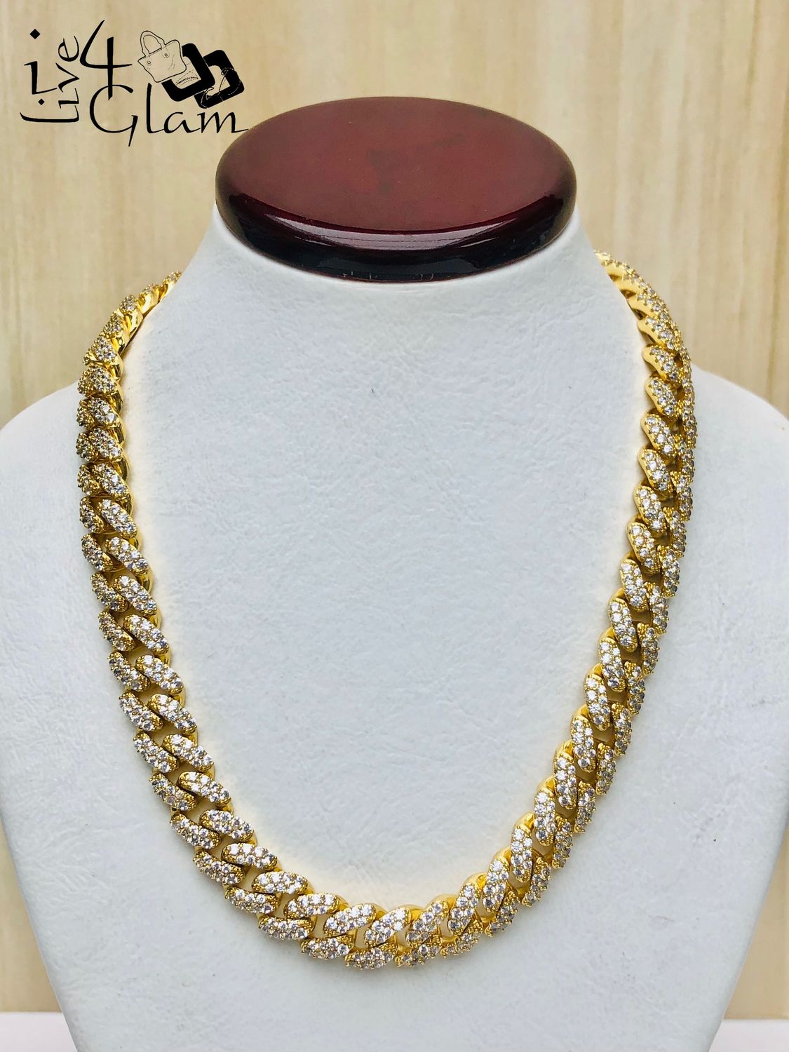 24" Gold Toned Alloy Fashion Iced Cz Chain 3mm