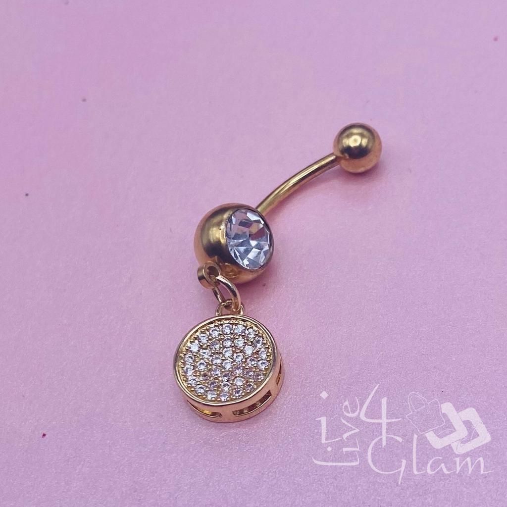 Belly Ring Gold Medium CZ Circle