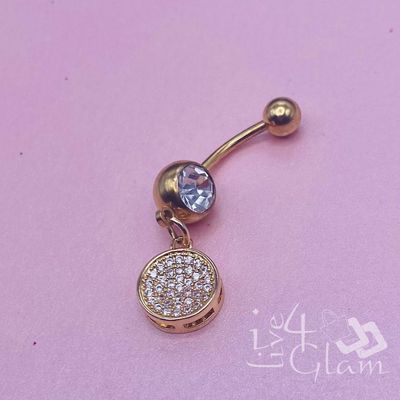 Belly Ring Gold Medium CZ Circle