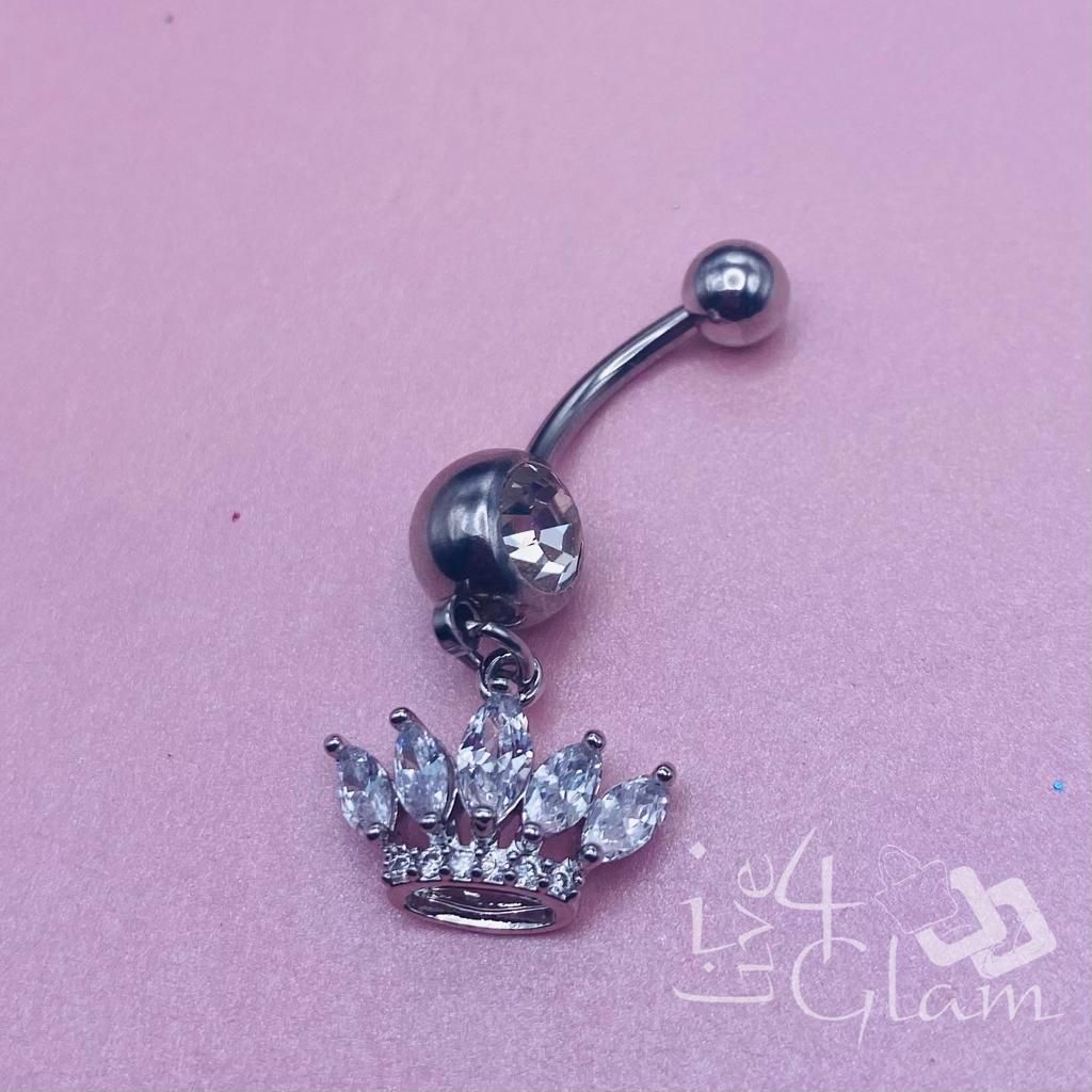 Belly Ring Silver Crown