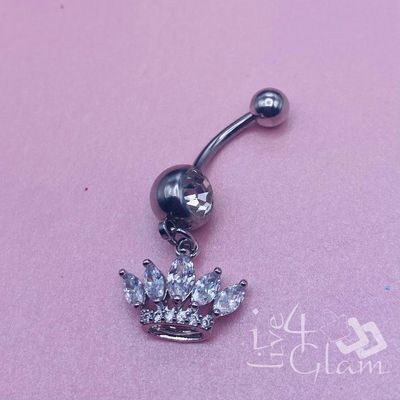 Belly Ring Silver Crown