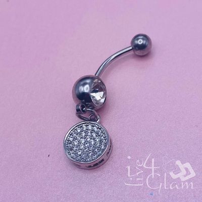 Belly Ring Silver Large CZ Circle