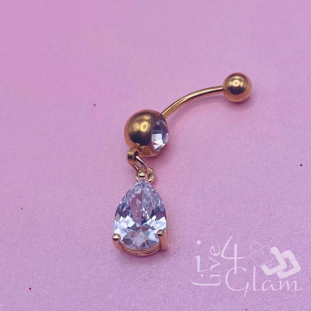 Belly Ring Gold Tear Drop