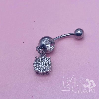 Belly Ring Silver Small CZ Circle