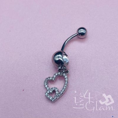 Belly Ring Silver Heart