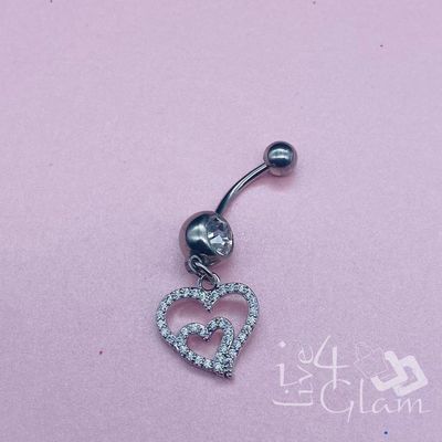 Belly Ring Silver Heart