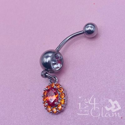 Belly Ring Silver Small Oval