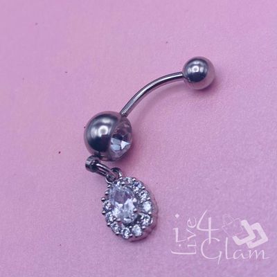 Belly Ring Silver Small Oval